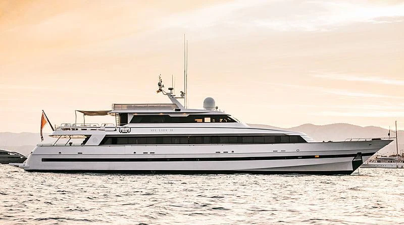 a large white yacht aboard SEA LADY II Yacht for Sale