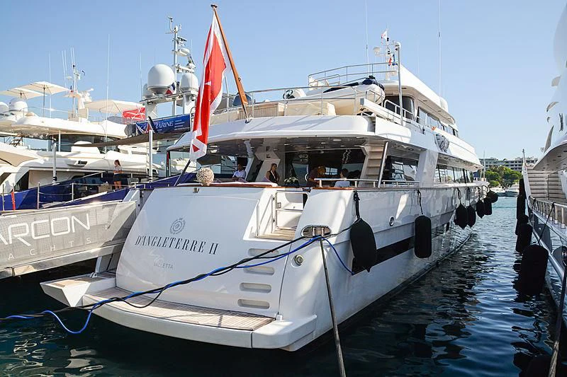 a boat docked at a pier aboard SEA LADY II Yacht for Sale