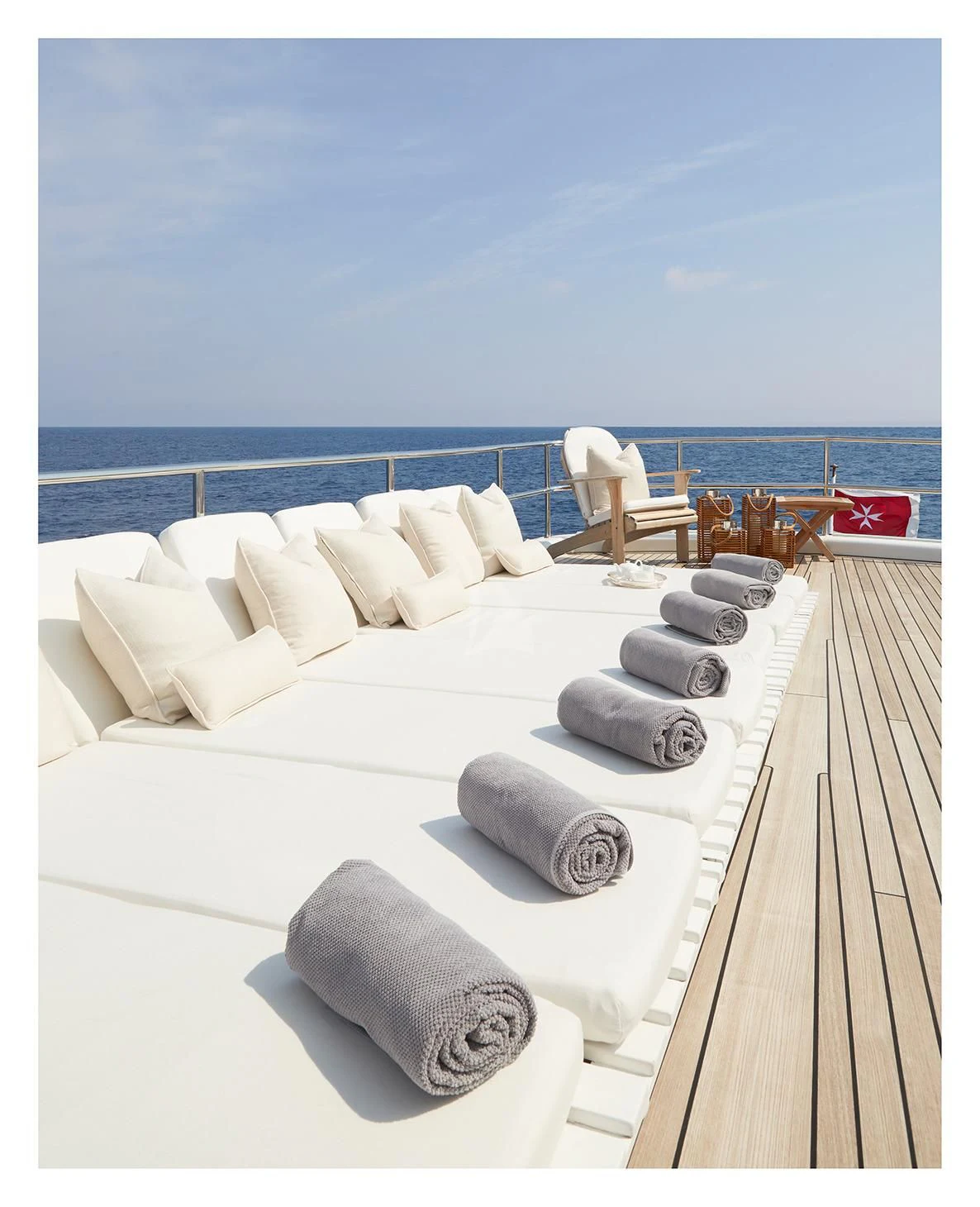 a deck with a couch and chairs aboard SEA LADY II Yacht for Sale