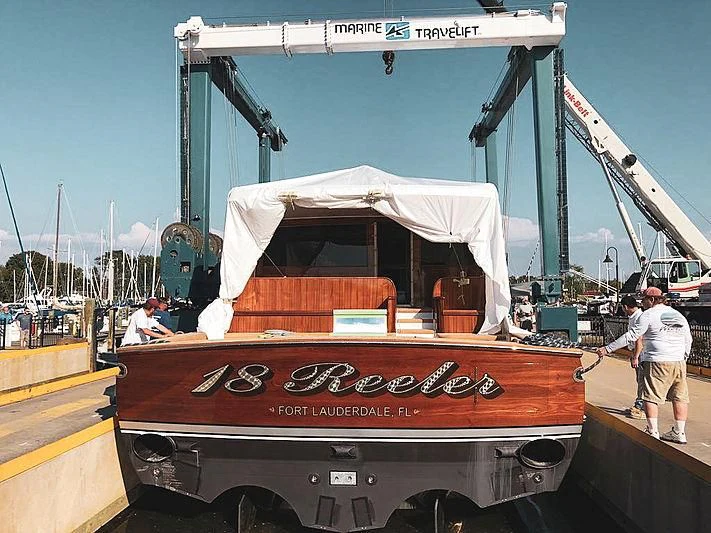 a boat on a trailer aboard 18 REELER Yacht for Sale