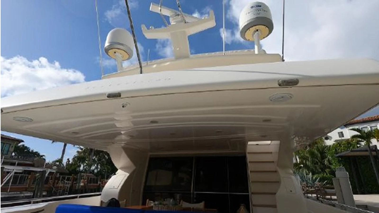 a white airplane with a dome aboard 2005 760 FERRETTI MOTOR YACHT Yacht for Sale