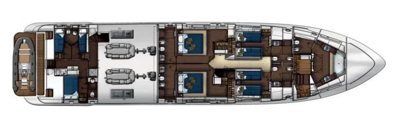a computer generated image of a building aboard OKTO Yacht for Sale