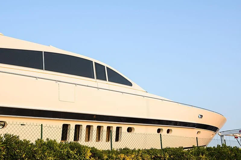 a building with a white roof aboard A4 Yacht for Sale