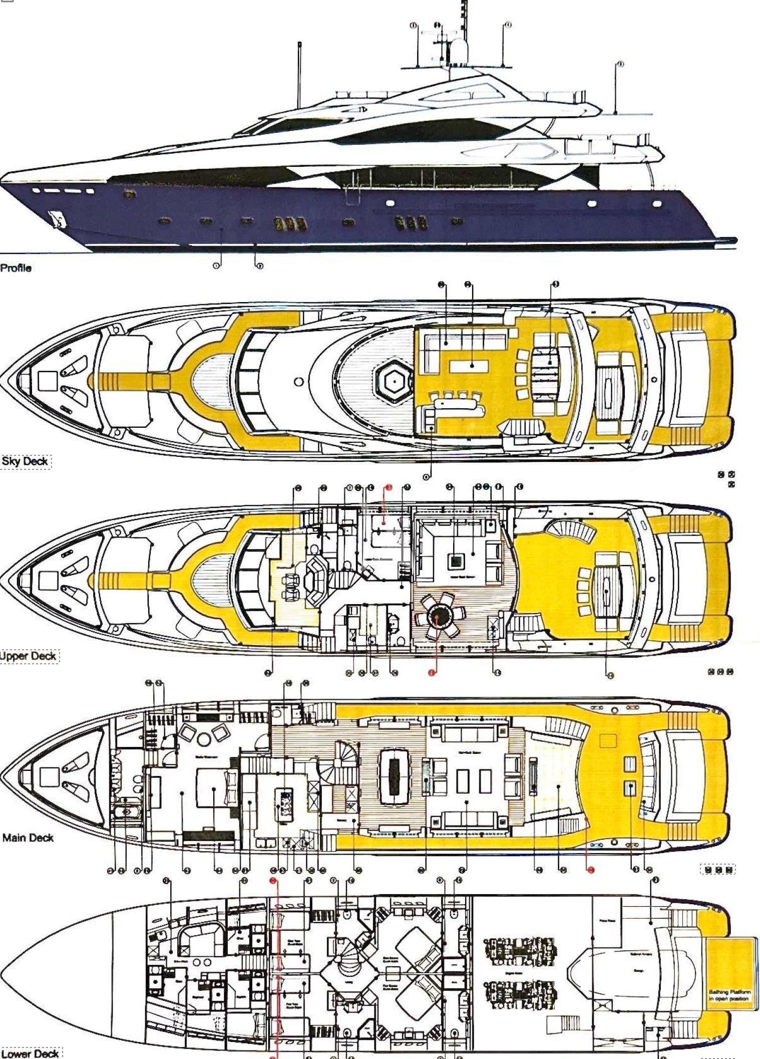 diagram, engineering drawing aboard MERCY Yacht for Sale