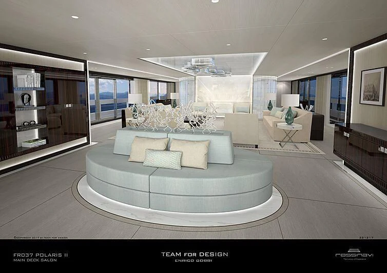 a modern looking living room aboard POLESTAR Yacht for Sale