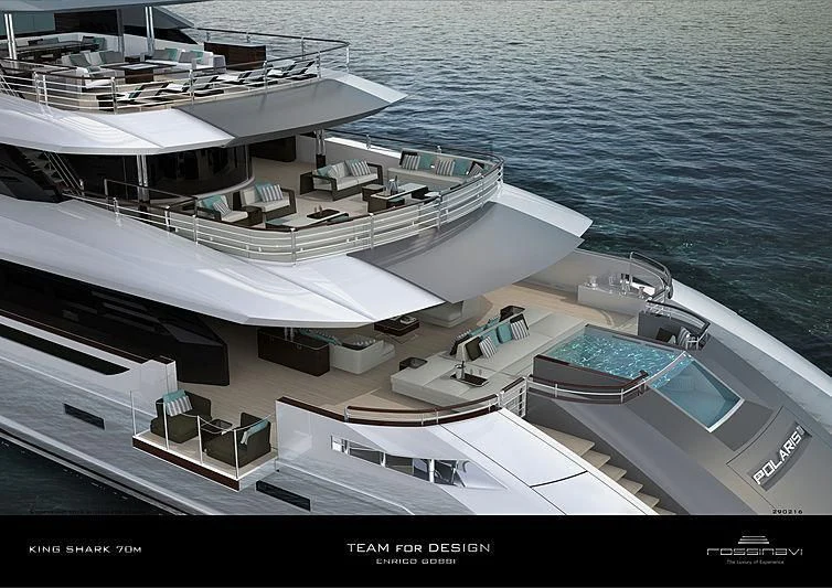 a large white boat on the water aboard POLESTAR Yacht for Sale