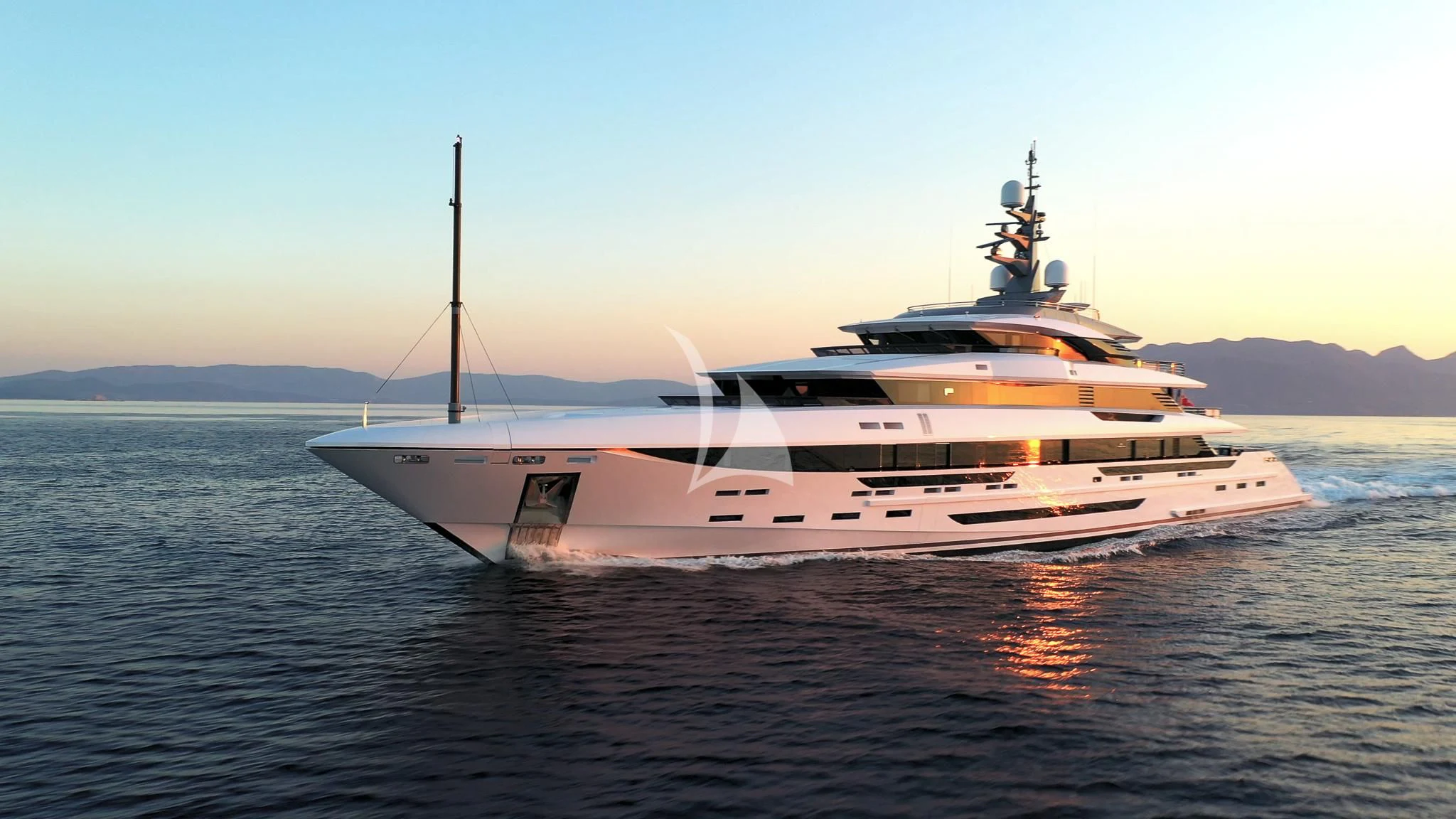 a white yacht in the water aboard POLESTAR Yacht for Sale