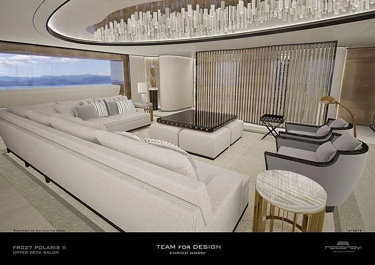 a room with a couch and a table aboard POLESTAR Yacht for Sale
