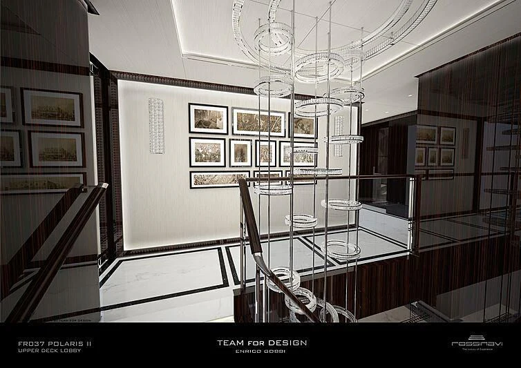 a room with a table and chairs aboard POLESTAR Yacht for Sale