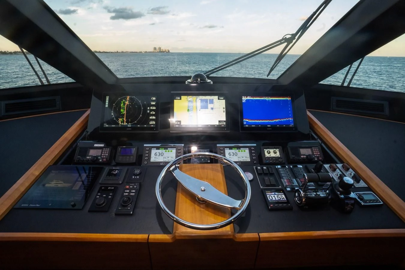 the inside of a cockpit aboard KALEEN Yacht for Sale