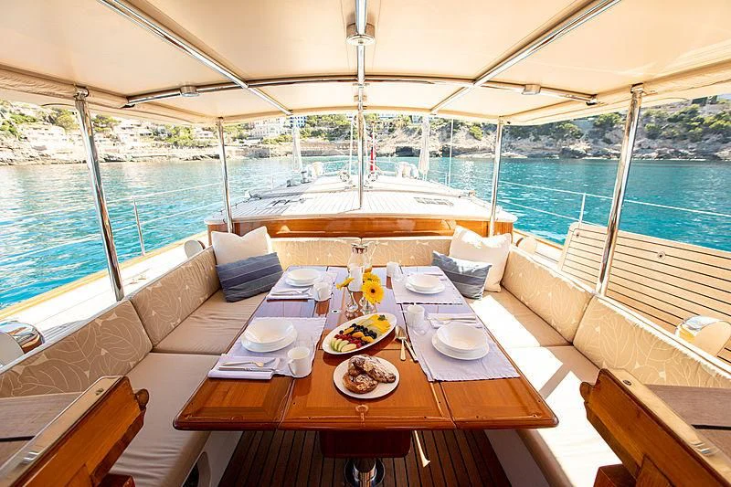 a table on a boat aboard KEALOHA Yacht for Sale