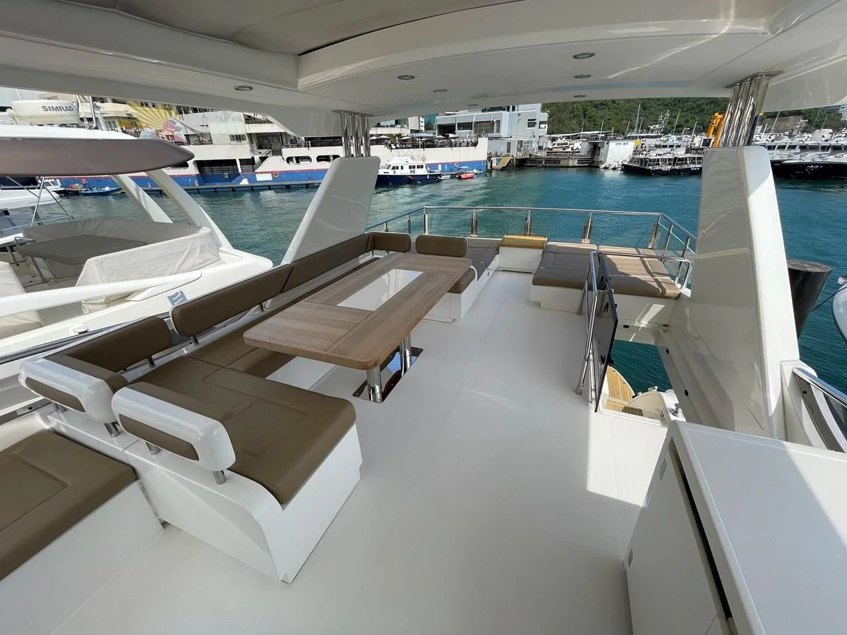 a boat on the water aboard FAIRLINE SQUADRON 65 Yacht for Sale