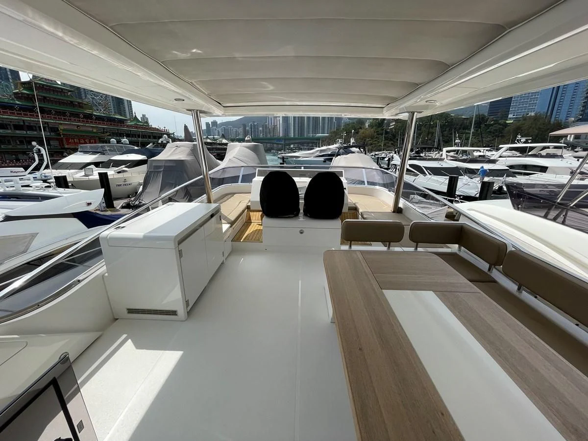 the inside of a boat aboard FAIRLINE SQUADRON 65 Yacht for Sale