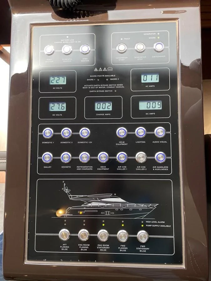 graphical user interface aboard FAIRLINE SQUADRON 65 Yacht for Sale
