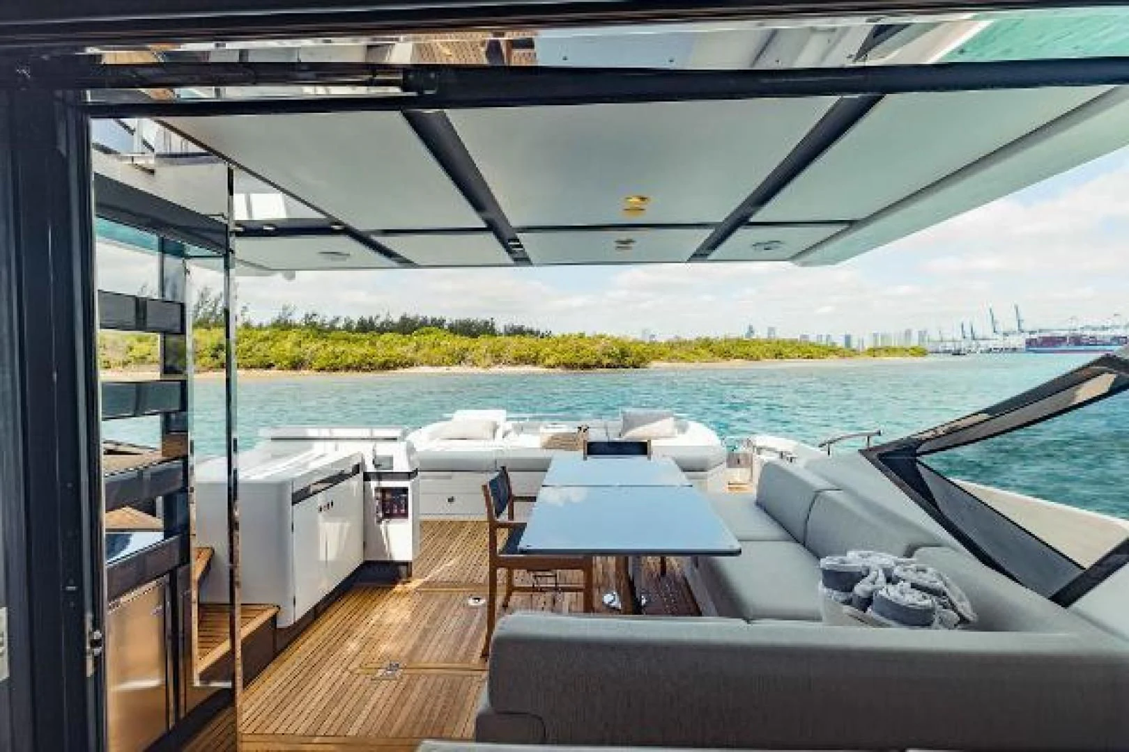 a boat on a deck aboard SEA BAR Yacht for Sale