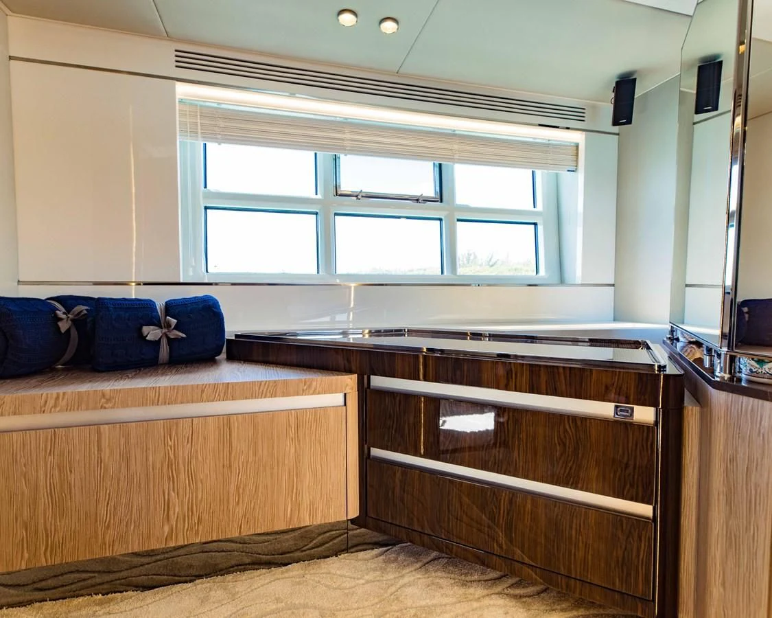 a room with a desk and a window aboard SEA BAR Yacht for Sale