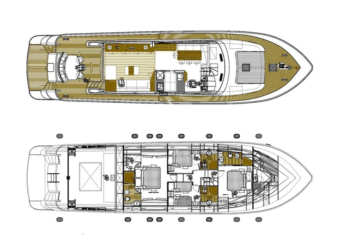 diagram, engineering drawing aboard BIANCA II Yacht for Charter