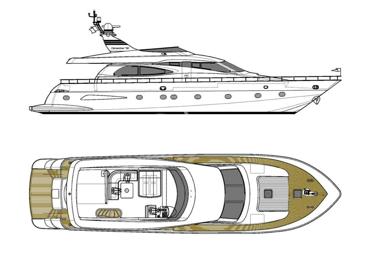 diagram, engineering drawing aboard BIANCA II Yacht for Charter