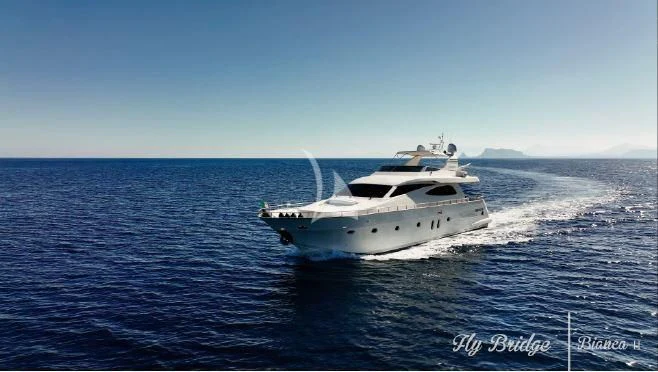 a white yacht in the water aboard BIANCA II Yacht for Charter