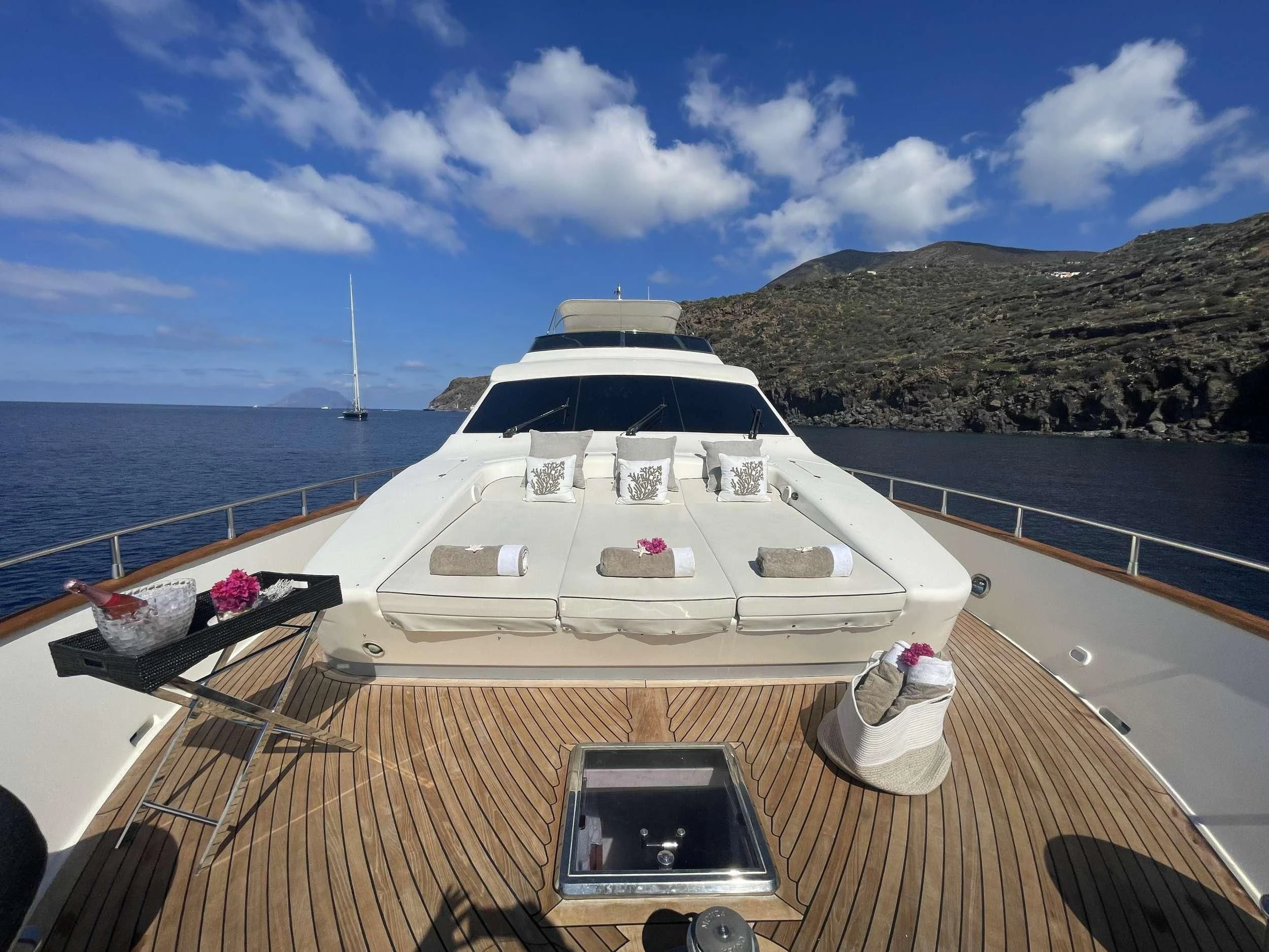 a boat on a deck aboard BIANCA II Yacht for Charter