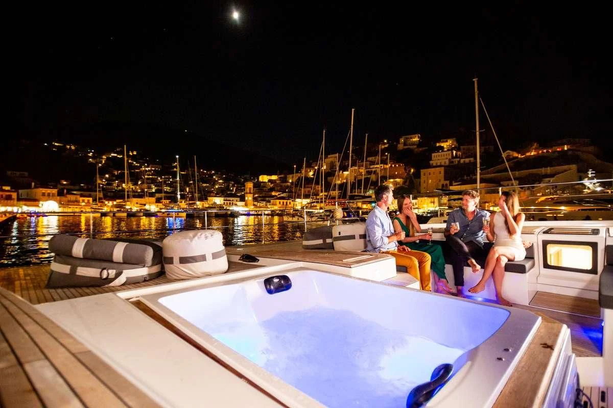 a group of people on a boat aboard MAJESTY OF GREECE Yacht for Charter