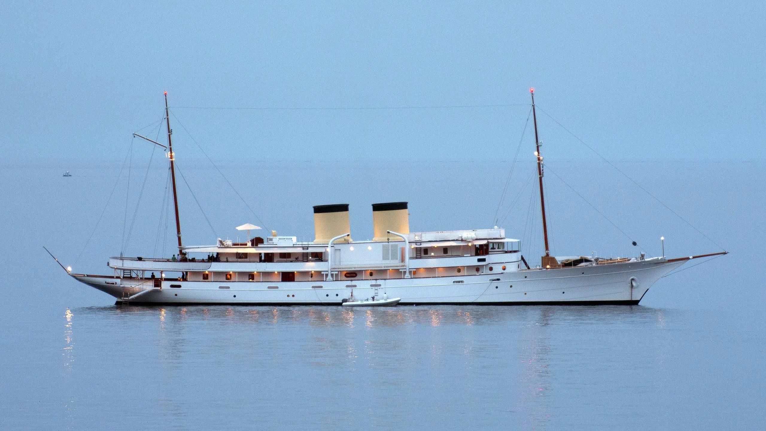 a large white ship aboard TALITHA Yacht for Sale