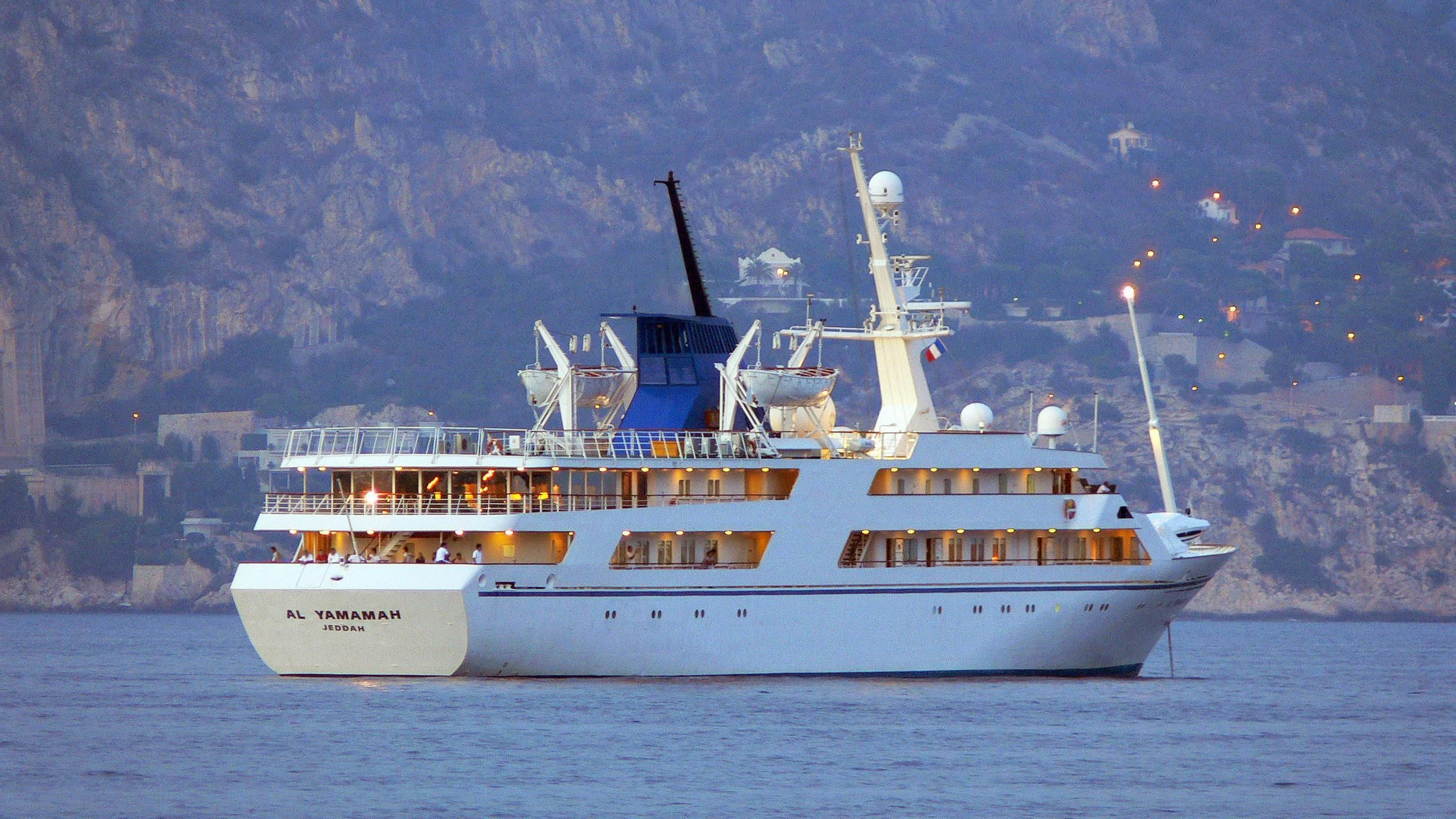 a large white boat in the water aboard BASRAH BREEZE Yacht for Sale