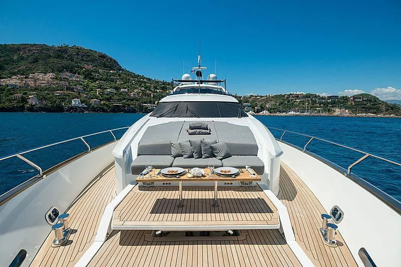 a boat on a deck aboard QUASAR Yacht for Sale