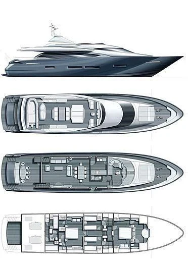 engineering drawing aboard QUASAR Yacht for Sale