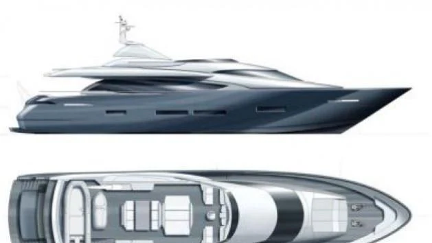 a black car with a white background aboard QUASAR Yacht for Sale