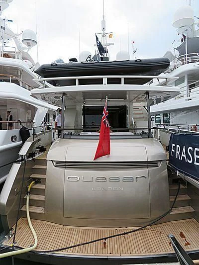 a boat on display aboard QUASAR Yacht for Sale