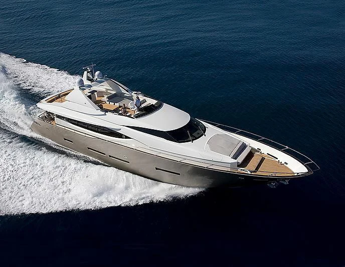 a white yacht on the water aboard QUASAR Yacht for Sale