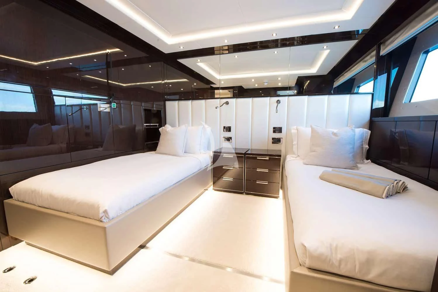 a room with a bed and a tv aboard E-MOTION Yacht for Sale