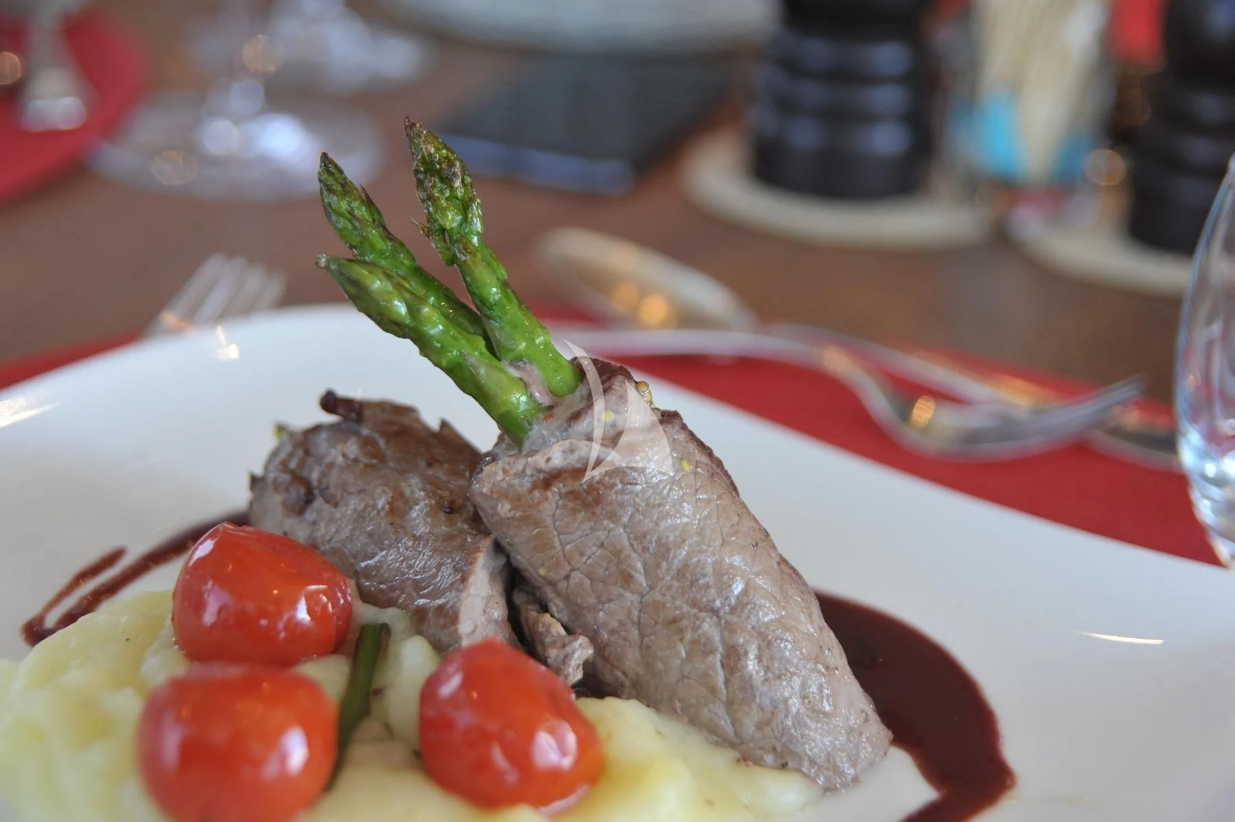 a plate of food aboard LEONARDO 98 Yacht for Sale