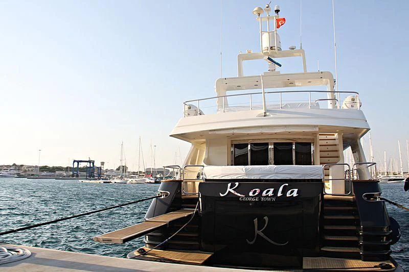 a boat on a dock aboard PHILOSOPHIA Yacht for Sale