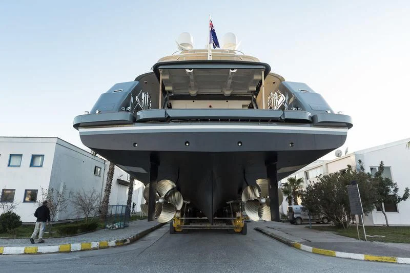 a large military tank aboard LA PASSION Yacht for Sale