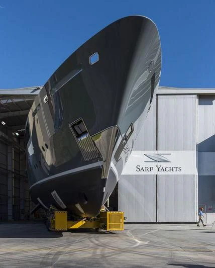 a large metal object with a metal frame aboard LA PASSION Yacht for Sale