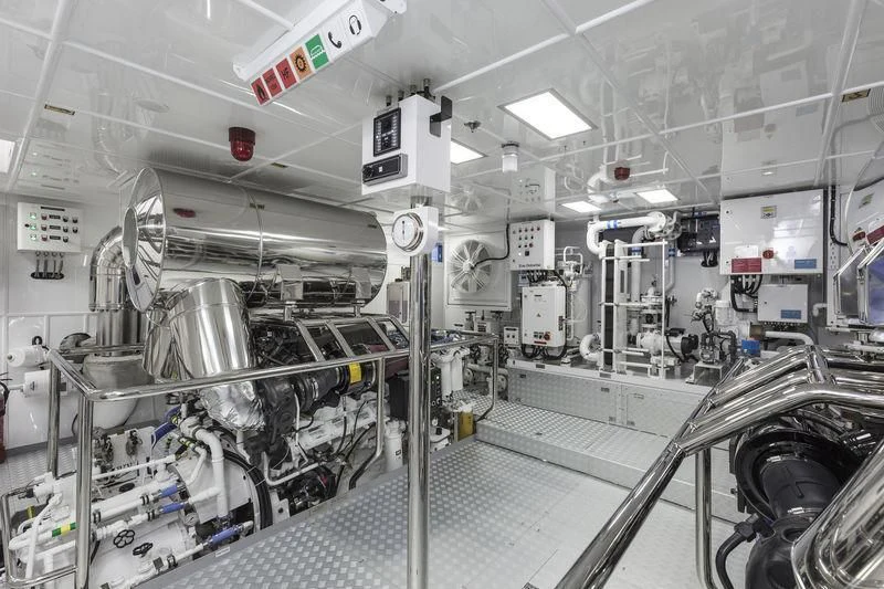 a room with machinery aboard LA PASSION Yacht for Sale