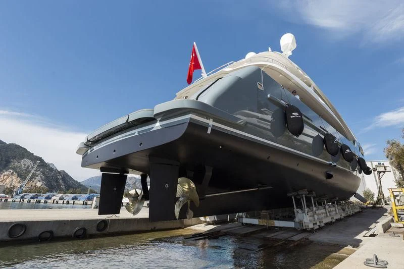 a submarine on a dock aboard LA PASSION Yacht for Sale