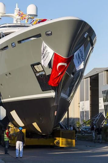 a large military ship aboard LA PASSION Yacht for Sale