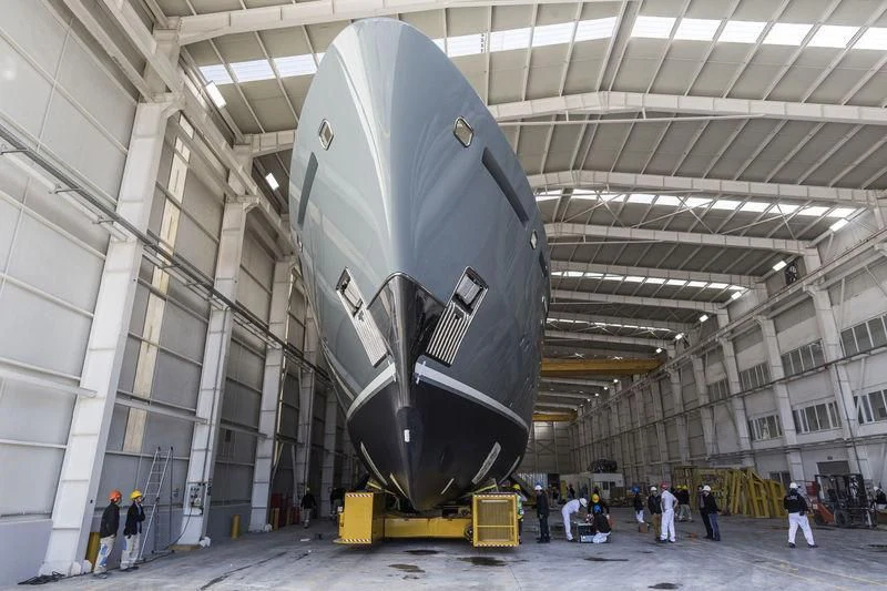 a large space shuttle in a building aboard LA PASSION Yacht for Sale