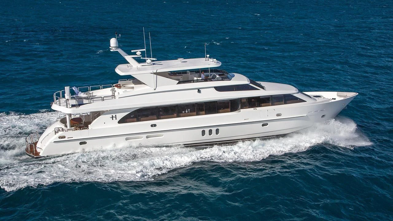 a large white yacht aboard LOLA T Yacht for Sale