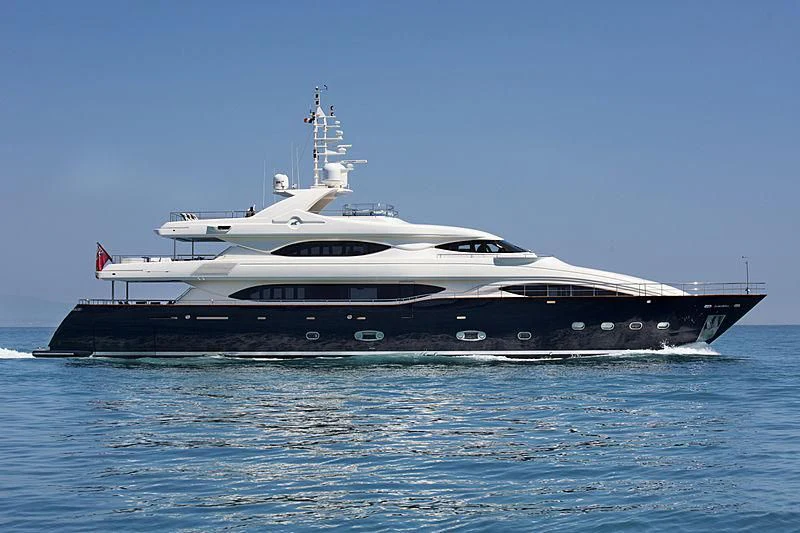 a large ship in the water aboard SIMA Yacht for Sale