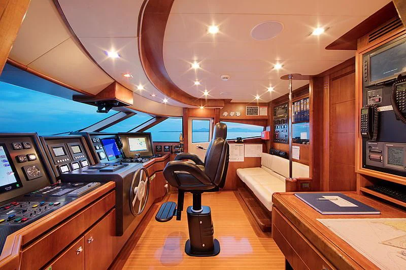 inside of a control room aboard SIMA Yacht for Sale