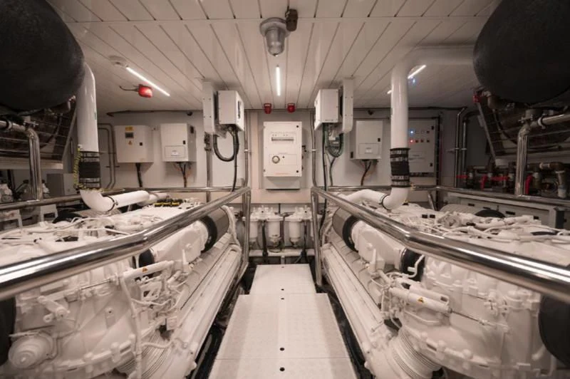 a room with several white machines aboard RAYEN Yacht for Sale