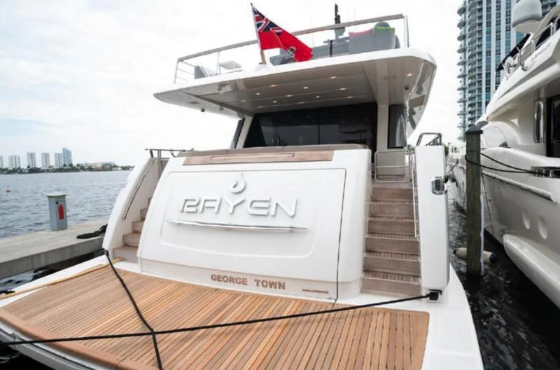 a boat on a deck aboard RAYEN Yacht for Sale