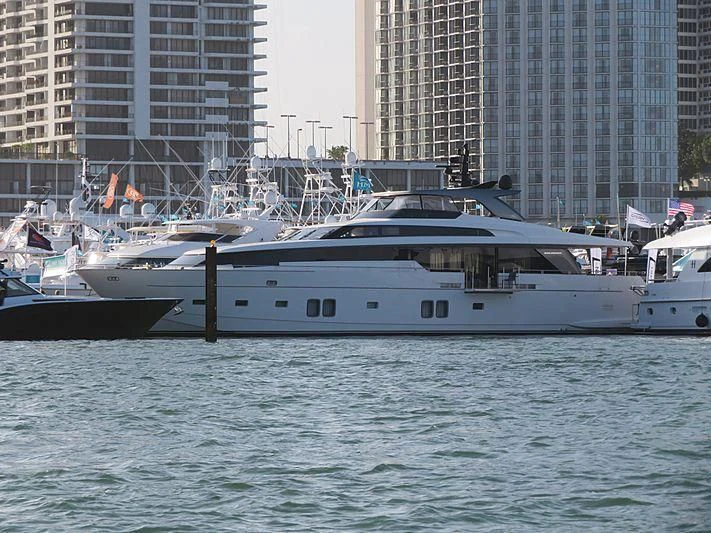 a large white boat in the water aboard RAYEN Yacht for Sale