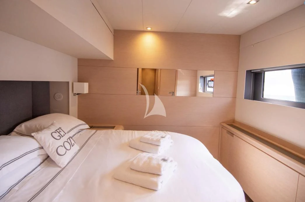 a hotel room with a bed aboard SERENISSIMA Yacht for Charter
