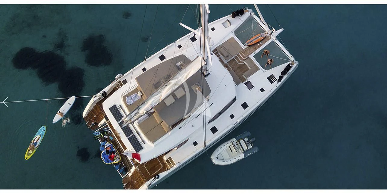 a high angle view of a boat aboard SERENISSIMA Yacht for Charter