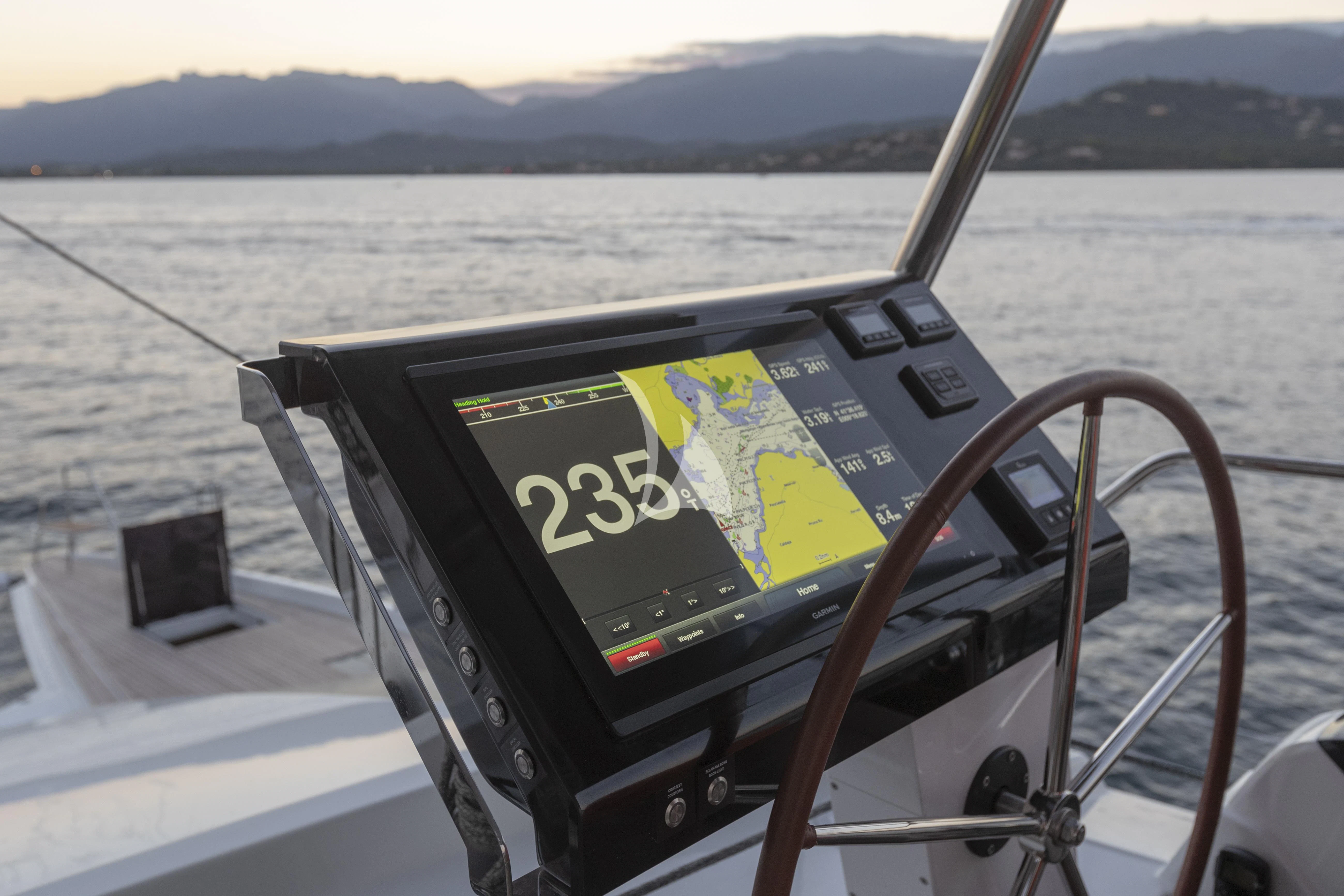 a tablet on a boat aboard SERENISSIMA Yacht for Charter